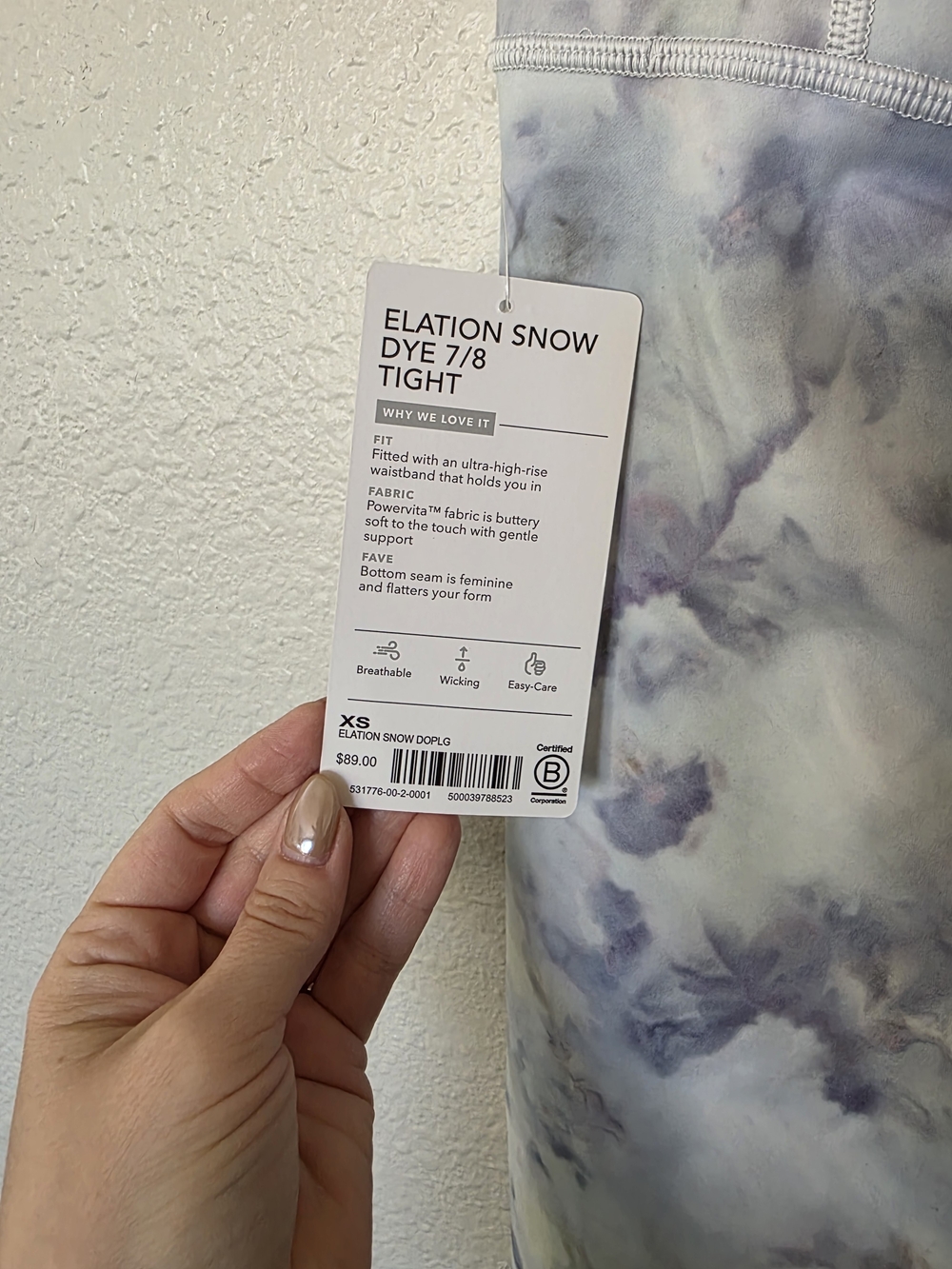 *NWT* Athleta Exhale Bra and Elation 7/8 tight, snow dye - Picture 7 of 7